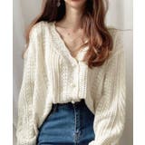透かし編みニットカーディガンパールボタン | Miniministore | 詳細画像3 