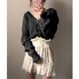 透かし編みニットカーディガンパールボタン | Miniministore | 詳細画像5 