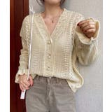 透かし編みニットカーディガンパールボタン | Miniministore | 詳細画像7 