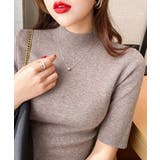 モックネック ニットトップス 五分袖韓国 | Miniministore | 詳細画像13 