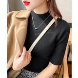 モックネック ニットトップス 五分袖韓国 | Miniministore | 詳細画像3 