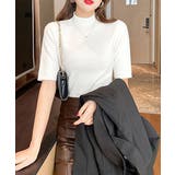 モックネック ニットトップス 五分袖韓国 | Miniministore | 詳細画像4 