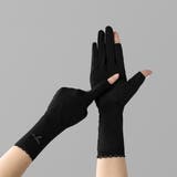 ブラック | 手袋 リボン レディース 紫外線対策 | Miniministore