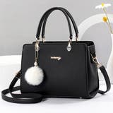 ブラック | ショルダーバッグ ファーチャーム付き通勤 オフィスカジュアル | Miniministore