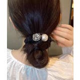 アイボリー | ビジュー付き ヘアゴム レディース 上品 | Miniministore