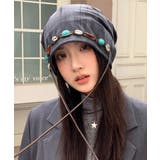 チャコールグレー | 装飾付き ルーズキャップレディース 小顔 | Miniministore