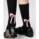 ブラック系2(大リボン) | リボンデザイン シアーソックス 美脚靴下 | Miniministore