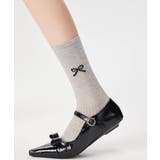 グレー系1(小リボン) | リボンデザイン シアーソックス 美脚靴下 | Miniministore