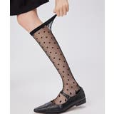 ブラック系2(オールブラック) | ドット柄 シアーハイソックス 美脚靴下 | Miniministore