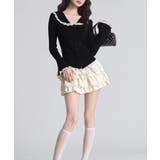 レーストリム Vネックリブニットトップス | Miniministore | 詳細画像4 