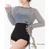 レースアップ ワンピース水着 2点セット | Miniministore | 詳細画像2 