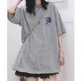グレー | Tシャツ英文字 ロゴプリント半袖Tシャツ | ANGELCLOSET