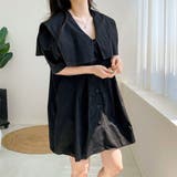 ブラック | セーラーカラー シャツワンピース ミニ | Miniministore