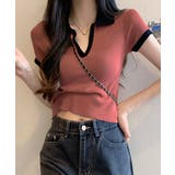 レンガ | サマーニット夏Vネック半袖ニットトップス | Miniministore