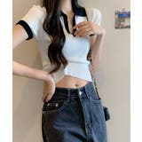 ホワイト | サマーニット夏Vネック半袖ニットトップス | Miniministore