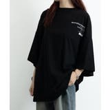 ブラック | オーバーサイズ 英文字ロゴ 半袖Tシャツ | ANGELCLOSET