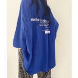 ロイヤルブルー | オーバーサイズ 英文字ロゴ 半袖Tシャツ | ANGELCLOSET