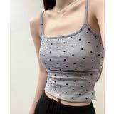 グレー | 背中開きキャミソール カップ付きドット柄 | ANGELCLOSET