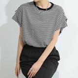 ブラック*ボーダー | ショルダータックTシャツ レディース半袖 | ANGELCLOSET