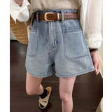 サックスブルー | デニムショートパンツ ハイウエスト美脚夏 | Miniministore