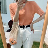 オレンジ | リブニット トップス レディースニットt | Miniministore
