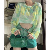 イエロー×グリーン | シアートップス 長袖レディースカットソー | ANGELCLOSET