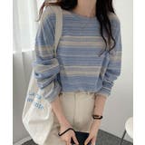 ブルー | Tシャツ 韓国風 カットソートップス春秋 | Miniministore