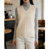 アイボリー | ニットベスト ケーブル編み 重ね着韓国風 | Miniministore