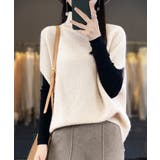 ライトベージュ | ニットベスト ジレ タートルネック重ね着 | SUNSHINE CLOSET