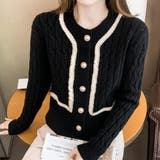 ブラック | ニットカーディガン トップス 冬 前開き | Miniministore