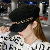 ブラック | ツイード風キャスケット 帽子 レディース | Miniministore
