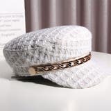 ホワイト | ツイード風キャスケット 帽子 レディース | Miniministore