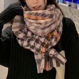 ピンクベージュ | 大判ストール千鳥柄マフラー リバーシブル | Miniministore