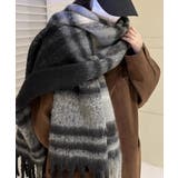 ブラック | フリンジマフラー大判ストールリバーシブル | Miniministore