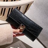 ブラック | 長財布 クロコ型押し PUレザー シンプル | Miniministore