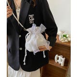 オフホワイト | 巾着ショルダーバッグ リボン付き 結婚式 | Miniministore