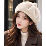 ベージュ | ポンポン付き帽子レディースパンプキン帽 大人可愛い ボリュームファーぼうし | SUNSHINE CLOSET