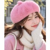 ピンク | ポンポン付き帽子レディースパンプキン帽 大人可愛い ボリュームファーぼうし | SUNSHINE CLOSET