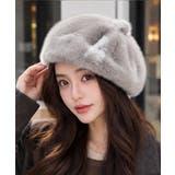 グレー | ポンポン付き帽子レディースパンプキン帽 大人可愛い ボリュームファーぼうし | SUNSHINE CLOSET