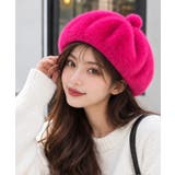 フューシャピンク | ポンポン付き帽子レディースパンプキン帽 大人可愛い ボリュームファーぼうし | SUNSHINE CLOSET