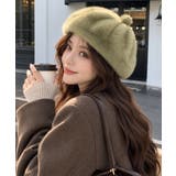 カーキ | ポンポン付き帽子レディースパンプキン帽 大人可愛い ボリュームファーぼうし | SUNSHINE CLOSET