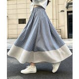 ダークブルー | ストライプ柄ロングスカートフレアスカート | Miniministore