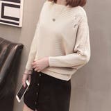 ベージュ | ドルマンニットトップス ボートネック上品 | Miniministore