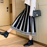 ブラック | ニットスカートハイウエストスカートフレア | Miniministore