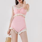 ピンク | フリルショルダーワンピース水着レディース | Miniministore