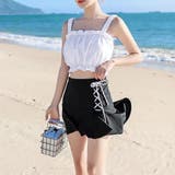 ホワイト*ブラック | 水着レディース ビキニスカート3点セット | Miniministore