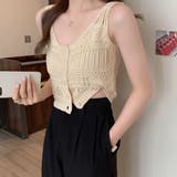 透かし編み タンクトップ スクエアネック | Miniministore | 詳細画像12