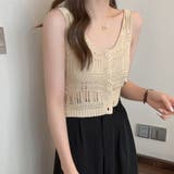 透かし編み タンクトップ スクエアネック | Miniministore | 詳細画像13
