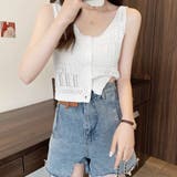 透かし編み タンクトップ スクエアネック | Miniministore | 詳細画像4