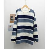 ボーダー柄 スウェット 配色 トレーナー | Miniministore | 詳細画像12 